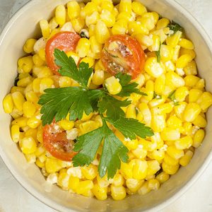 Corn Basil Tomato Feta Salad