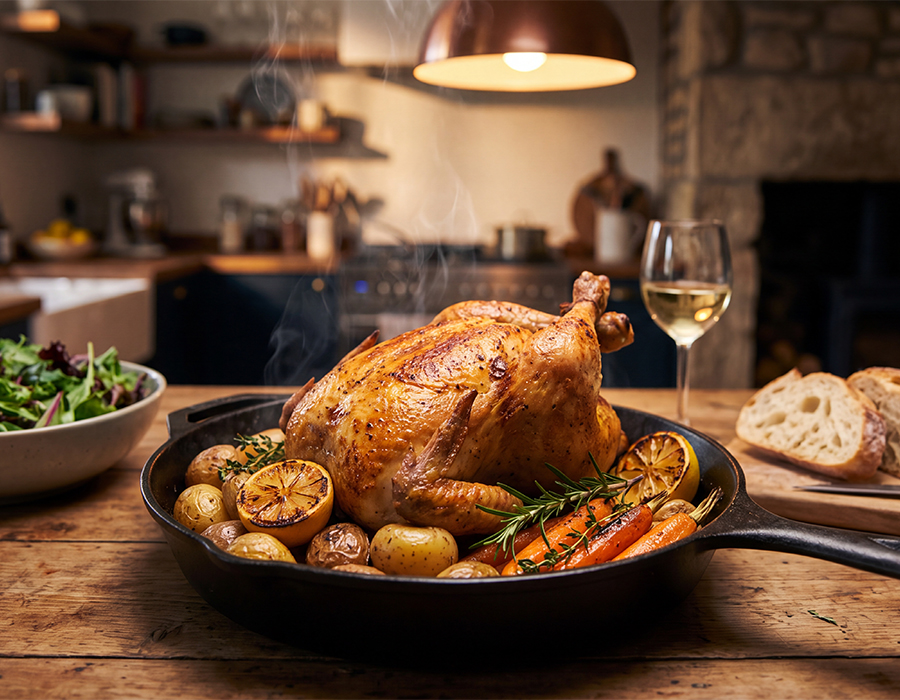 Cozy chicken dinner